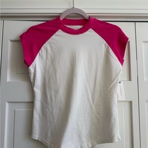 NWT - Pilcro Anthropologie Capped Sleeve Baseball Baby Tee